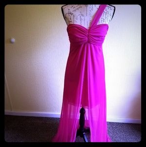 fuchsia pink evening gown